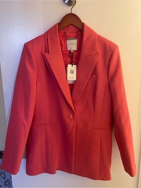 Ted Baker Coral-Pink Single-Button Tailored Blazer